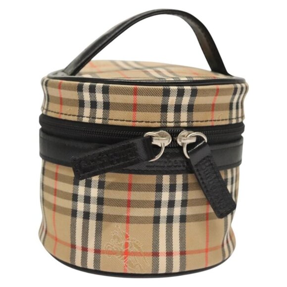 Burberrys Nova Check Vanity Pouch Canvas Beige Auth - Picture 1 of 16